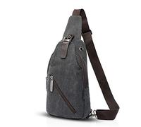 FANDARE Vintage Borsa a Tracolla Sling Bag Scuola Viaggi Uomini Donne Messenger Zaini Borsa Petto Borsa Sportiva Travers Outdoor Tela, nero, L, Zaino per il tempo libero