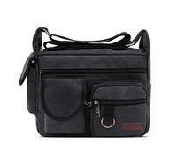 FANDARE Borse a spalla da Uomo,Borse Messenger di tela, Borse per 7.9'' tablet, Unisex Borsa a tracolla, Per lavoro e scuola Nero