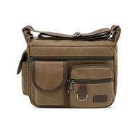 FANDARE Borse a spalla da Uomo,Borse Messenger di tela, Borse per 7.9'' tablet, Unisex Borsa a tracolla, Per lavoro e scuola Marrone