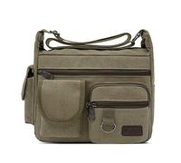 FANDARE Borse a spalla da Uomo,Borse Messenger di tela, Borse per 7.9'' tablet, Unisex Borsa a tracolla, Per lavoro e scuola Verde