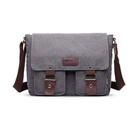 FANDARE Borse a spalla da Uomo/Donna Borse Messenger di tela Unisex Borse per PC portatili Borsa a tracolla Per lavoro e scuola,Viaggio,Shopping Grigio