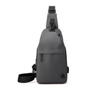 FANDARE Borse a spalla Uomo Zaino Monospalla con foro per auricolari Borsa a tracolla viaggio Pochette messenger Zaino asimmetrico Viaggio sportiva Sling Bag Impermeabile Nylon Grigio