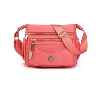 FANDARE Borse a Tracolla da Donna Borsa Donna Borse a spalla da palestra con tracolla larga regolabile Elegante Borsa a Spalla Nylon Pochette Borsello Borsa Viaggio Crossbody Bag Rosa