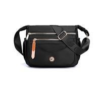 FANDARE Borse a Tracolla da Donna Borsa Donna Borse a spalla da palestra con tracolla larga regolabile Elegante Borsa a Spalla Nylon Pochette Borsello Borsa Viaggio Crossbody Bag Nero