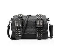 FANDARE Borse a tracolla Donna con Teschio Borsa Punk PU Pelle Spalla con Borchie Borsa sottobraccio con 2 Cinghie Rimovibili Messenger Crossbody Bag Nero Zain a spalla per Lavoro, Ufficio, Viaggio