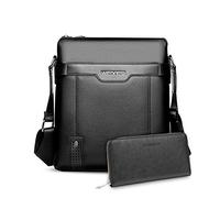 FANDARE Borse a tracolla Uomo Borsello Uomo Messenger bag Uomo Borse da Uomo Tracolla Borse a Spalla Commerciale Viaggio con Lungo Portafoglio Impermeabile PU Nero A