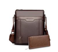 FANDARE Borse a tracolla Uomo Borsello Uomo Messenger bag Uomo Borse da Uomo Tracolla Borse a Spalla Commerciale Viaggio con Lungo Portafoglio Impermeabile PU Marrone A