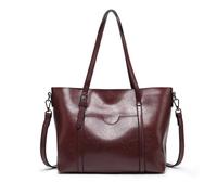 FANDARE Borse Tote da donna Borsa PU Pelle Ventiquattrore 24 Ore Borsa Spalla Tracolla per 13 pollice laptop Messenger per Università Viaggio Lavoro Borsetta Insegnante Tote Shopper Bag Marrone scuro