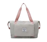 FANDARE Borsone da Viaggio Pieghevole Uomo Donna - Borsa Sportiva Weekender Grande per Palestra, Piscina, Nascita, Ospedale - Con Scomparto Scarpe - Grigio Rosa