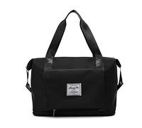 FANDARE Borsone da Viaggio Pieghevole Uomo Donna - Borsa Sportiva Weekender Grande per Palestra, Piscina, Nascita, Ospedale - Con Scomparto Scarpe - Nero