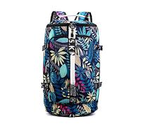 FANDARE Borsone da Viaggio Sportivo Grande – Weekender con Tracolla e Scomparto Laptop, Foglie Blu