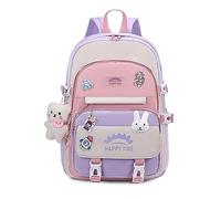 FANDARE Carino Zaino per bambini Zaini Casual Zaini Cartelle Zaino Scuola Elementare Zaino Ragazze Ragazzi Zainetto per Studenti Primarie Viaggiare Zainetto con cintura fissa per bagagli Viola