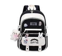 FANDARE Carino Zaino per bambini Zaini Casual Zaini Cartelle Zaino Scuola Elementare Zaino Ragazze Ragazzi Zainetto per Studenti Primarie Viaggiare Zainetto con cintura fissa per bagagli Nero