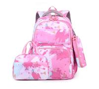 FANDARE Carino Zaino per bambini Zaini Casual Zaini scuola Elementare Zaini Cartelle con pranzo al sacco & Astuccio Zaino Scuola Borse Zainetto per Ragazze Ragazzi Studenti Primarie Zainetto Rosa