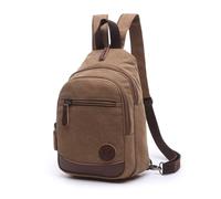 FANDARE Casual Sling Bag Zaino Studente Sport Portatile Viaggio Borsa a Tracolla Lovers Grande Capacità Multifunzione Traspirante Tela Marrone