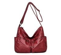 FANDARE Casuale Donna Borsa Tracolla Spalla Vintage Bauletto Impermeabile Pelle PU per Shopping Viaggio Partito Work Crossbody Bag Vino Rosso