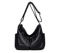 FANDARE Casuale Donna Borsa Tracolla Spalla Vintage Bauletto Impermeabile Pelle PU per Shopping Viaggio Partito Work Crossbody Bag Nero