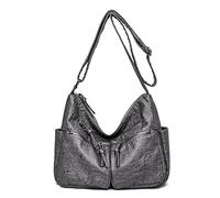 FANDARE Casuale Donna Borsa Tracolla Spalla Vintage Bauletto Impermeabile Pelle PU per Shopping Viaggio Partito Work Crossbody Bag Grigio