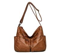 FANDARE Casuale Donna Borsa Tracolla Spalla Vintage Bauletto Impermeabile Pelle PU per Shopping Viaggio Partito Work Crossbody Bag Marrone