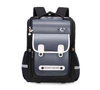 FANDARE Colorato Zaino bambini Scuola Elementari bimbo bimba zaino prima Elementare Riflettente Zainetto Elementare Backpack per classi 3-6 Borsa a spalla School Bag Nero Grigio
