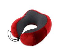 FANDARE Cuscino da Viaggio Memory Foam Cuscino per Il Collo a Forma di U Neck Pillow per Donna, Uomo,Adolescenti,Ufficio,Casa, Autobus/Aereo/Treno Viaggio,360 ° Supporto per collo & mento Rosso