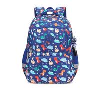FANDARE Dinosauro Zaino per Bambini Ragazzo Ragazze con Strisce Riflettenti, Zainetto Scuola Leggero, Borsa Casual - Blu