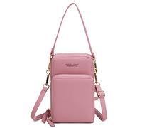 FANDARE Donna Borsa a tracolla per cellulare Ragazza Borsetta Borse Tracolla Borsa a Spalla Mini Telefono Pochette Borsello Scuola Viaggio Crossbody Bag Impermeabile PU Pelle Rosa