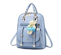 FANDARE Donna Zaino Moda Borsa da Scuola Ragazze Impermeabile Daypack Borsa a Tracolla PU Backpack per Scuola Università Viaggio Shopping Vacanza Zaini Azzurro
