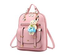FANDARE Donna Zaino Moda Borsa da Scuola Ragazze Impermeabile Daypack Borsa a Tracolla PU Backpack per Scuola Università Viaggio Shopping Vacanza Zaini Rosa