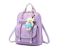 FANDARE Donna Zaino Moda Borsa da Scuola Ragazze Impermeabile Daypack Borsa a Tracolla PU Backpack per Scuola Università Viaggio Shopping Vacanza Zaini Viola