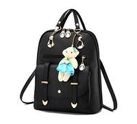 FANDARE Donna Zaino Moda Borsa da Scuola Ragazze Impermeabile Daypack Borsa a Tracolla PU Backpack per Scuola Università Viaggio Shopping Vacanza Zaini Nero