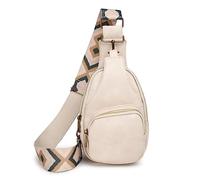 FANDARE Donna Zaino Monospalla Borsa a tracolla Borse a spalla da palestra con tracolla larga regolabile Borsa a Spalla Pelle PU Telefono Pochette Borsello Crossbody Borsa Viaggio Beige Bianco