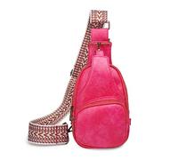 FANDARE Donna Zaino Monospalla Borsa a tracolla Borse a spalla da palestra con tracolla larga regolabile Elegante Borsa a Spalla Pelle PU Telefono Pochette Borsello Crossbody Borsa Viaggio Rosa Rossa