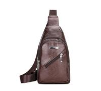 FANDARE Donna Zaino Monospalla PU pelle Borsa a tracolla Viaggio Impermeabile Uomo Zain a spalla singola con foro per auricolare Borse messenger Bandoliera Viaggio Sling Bag Marrone