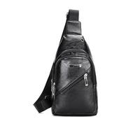 FANDARE Donna Zaino Monospalla PU pelle Borsa a tracolla Viaggio Impermeabile Uomo Zain a spalla singola con foro per auricolare Borse messenger Bandoliera Viaggio Sling Bag Nero