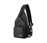 FANDARE Donna Zaino Monospalla Zaini Piccolo con Foro per Auricolare Borse a Spalla Ragazze Sling Bag Borsa a Tracolla Sport All'aperto Trekking Spalla Zaini Poliestere Durevole Nero