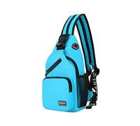 FANDARE Donna Zaino Monospalla Zaini Piccolo con Foro per Auricolare Borse a Spalla Ragazze Sling Bag Borsa a Tracolla Sport All'aperto Trekking Spalla Zaini Poliestere Durevole Blu