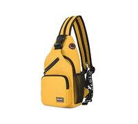 FANDARE Donna Zaino Monospalla Zaini Piccolo con Foro per Auricolare Borse a Spalla Ragazze Sling Bag Borsa a Tracolla Sport All'aperto Trekking Spalla Zaini Poliestere Durevole Giallo
