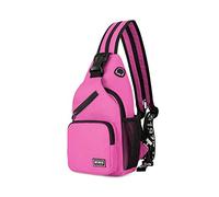 FANDARE Donna Zaino Monospalla Zaini Piccolo con Foro per Auricolare Borse a Spalla Ragazze Sling Bag Borsa a Tracolla Sport All'aperto Trekking Spalla Zaini Poliestere Durevole Rosa