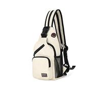 FANDARE Donna Zaino Monospalla Zaini Piccolo con Foro per Auricolare Borse a Spalla Ragazze Sling Bag Borsa a Tracolla Sport All'aperto Trekking Spalla Zaini Poliestere Durevole Bianca