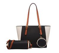 FANDARE Elegante Borsa da Donna Borsa a Mano Borsa a tracolla Spalla 3 pezzi Set Borse Tote da donna Pochette Portafoglio per Shopping Viaggio Partito Sacchetto Borsetta PU Pelle Nero