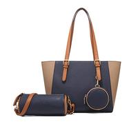 FANDARE Elegante Borsa da Donna Borsa a Mano Borsa a tracolla Spalla 3 pezzi Set Borse Tote da donna Pochette Portafoglio per Shopping Viaggio Partito Sacchetto Borsetta PU Pelle Blu scuro