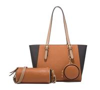 FANDARE Elegante Borsa da Donna Borsa a Mano Borsa a tracolla Spalla 3 pezzi Set Borse Tote da donna Pochette Portafoglio per Shopping Viaggio Partito Sacchetto Borsetta PU PelleMarrone