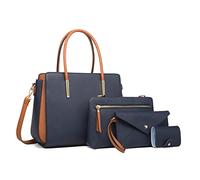 FANDARE Elegante Borsa da Donna Borsa a Mano Borsa a tracolla Spalla 4 pezzi Set Borse Tote da donna Pochette Portafoglio Borsa Messenger per Shopping Viaggio Partito Sacchetto Borsetta Blu scuro