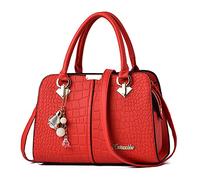 FANDARE Elegante Borsa da Donna Borsa a Mano Borsa a tracolla Spalla Borse Tote da donna Borsetta per Shopping Viaggio Partito Sacchetto Borsetta in Pelle PU Vino Rosso B