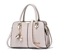 FANDARE Elegante Borsa da Donna Borsa a Mano Borsa a tracolla Spalla Borse Tote da donna Borsetta per Shopping Viaggio Partito Sacchetto Borsetta in Pelle PU Bianco B