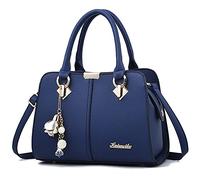 FANDARE Borsa da donna elegante a mano e a tracolla, tote in pelle PU Blu A
