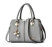 FANDARE Borsa donna elegante – mano e tracolla, tote in pelle PU per shopping e viaggio – Grigio B