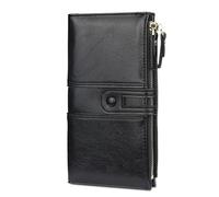 FANDARE Elegante Portafoglio Impermeabile Portfolio Uomo Donna Lungo Cartella Portafogli Dicastero con porta carte di credito portamonete porta tessere mit 12 slot per schede Wallet Nero