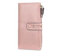 FANDARE Elegante Portafoglio Impermeabile Portfolio Uomo Donna Lungo Cartella Portafogli Dicastero con porta carte di credito portamonete porta tessere mit 12 slot per schede Wallet Rosa